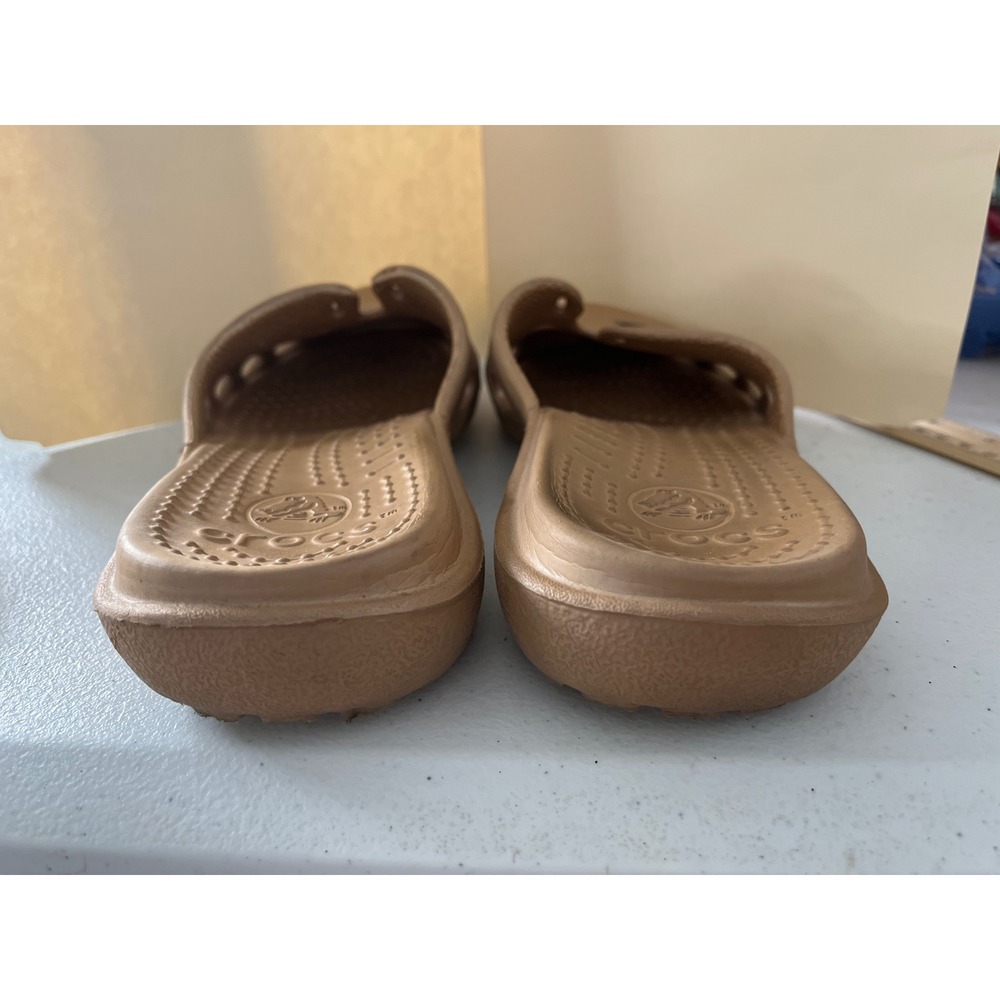 Crocs Womens Alice Work Clog Bronze Tan Metallic Slip On Mules W8 Comfort Shoes - Picture 5 of 6